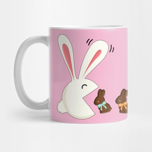 Funny Easter Rabbit Eating Chocolate Easter Bunnies by Dibble Dabble Designs